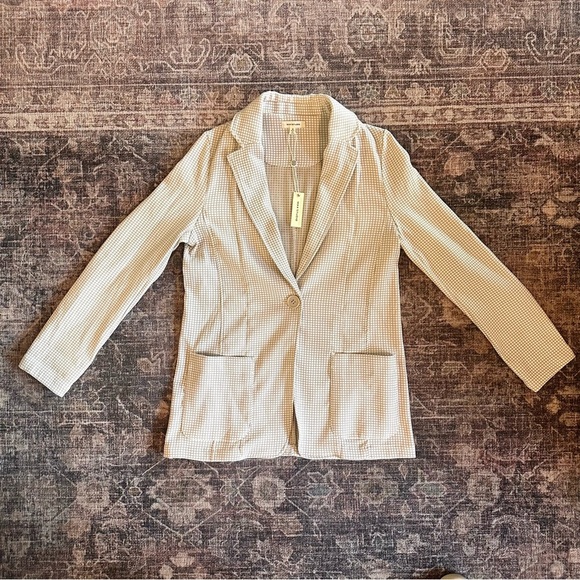 NWT Max Studio Blazer | Tan & White Grid Pattern | Women’s M - Picture 1 of 9